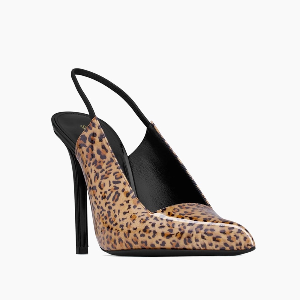 Saint Laurent Raven 120mm Leopard-Print Slingback Pumps
Retail $1,070
